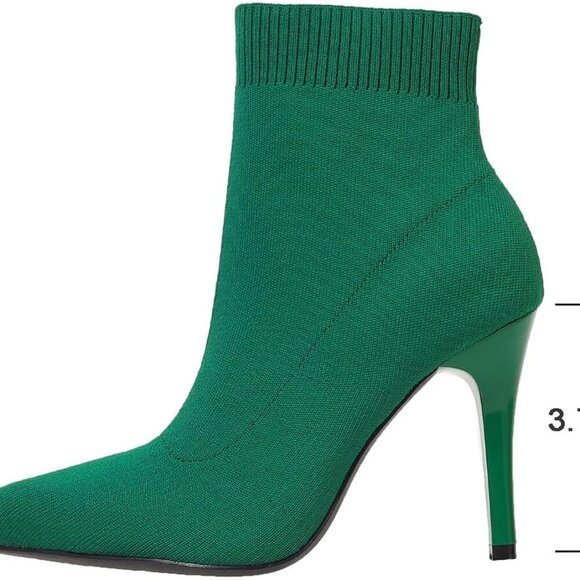Women Sock Ankle Boots Stiletto Heels Pointed Toe Dressy Short Size 6-12 - Picture 2 of 7
